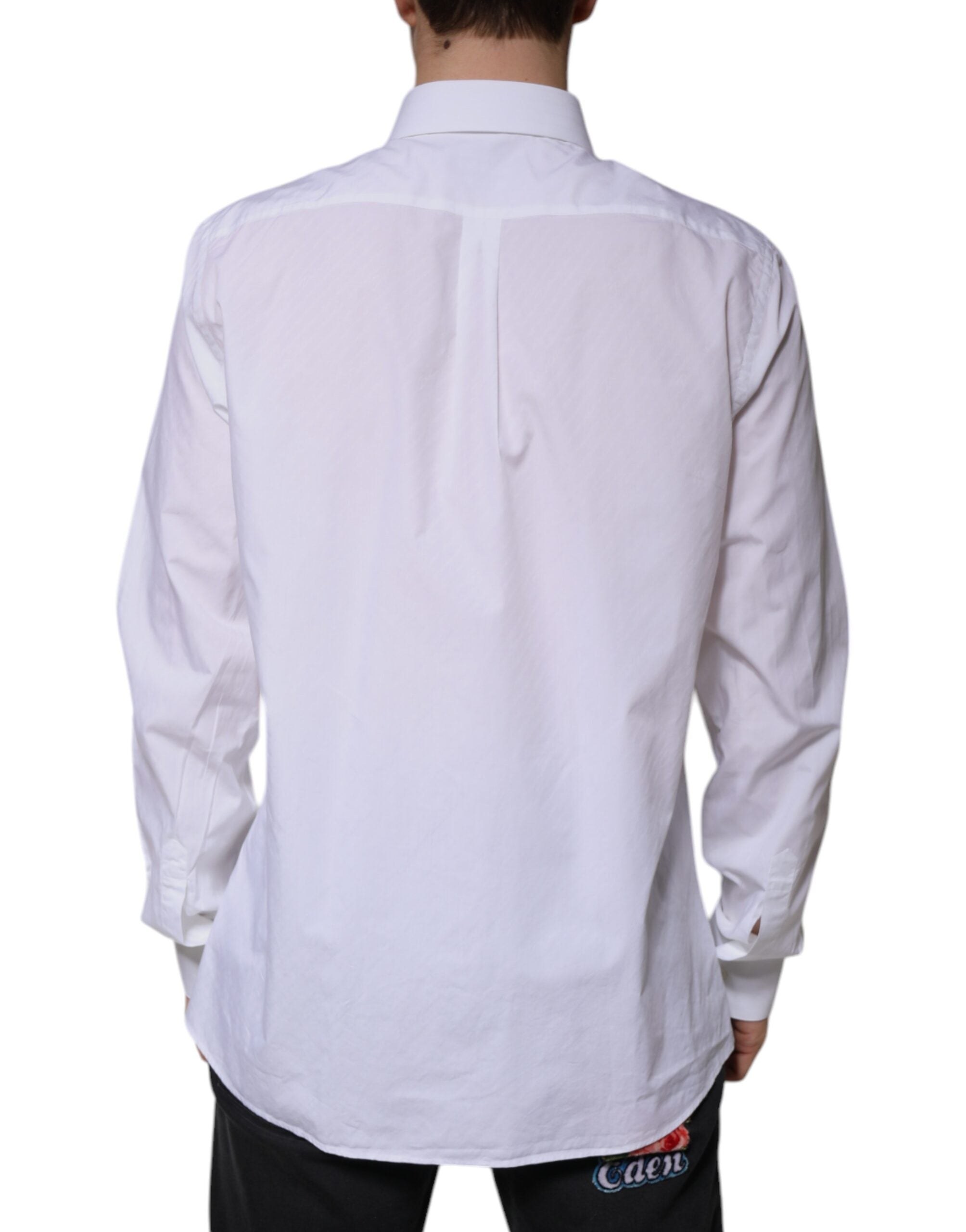 Dolce & Gabbana White cotton shirt with long sleeves MARTINI